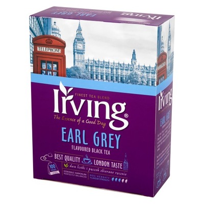 Herbata EARL GREY 100 torebek z zawieszką IRVING