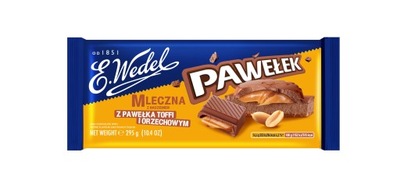 Czekolada Pawełek mleczna z nadzieniem z toffi i orzechowym E.Wedel 10.2025