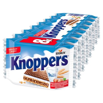 Wafelki Knoppers mleczno orzechowe 8 sztuk