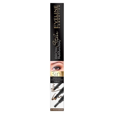 Eveline Brow Styler Multifunction 3w1 01 Medium Brown kredka do brwi