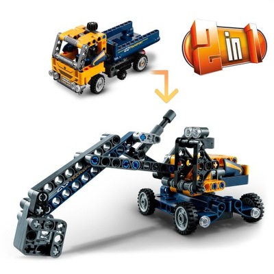 KLOCKI ZESTAW LEGO TECHNIC WYWROTKA/KOPARKA 2W1