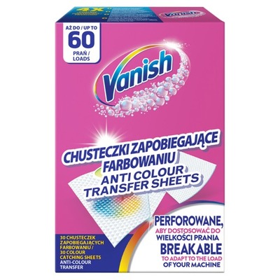 Vanish Chusteczki Zapobiegające Farbowaniu (60 prań)
