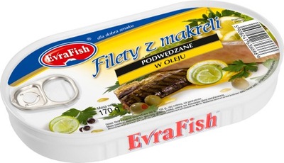 FILETY Z MAKRELI WĘDZONE W OLEJU 170g EVRAFISH