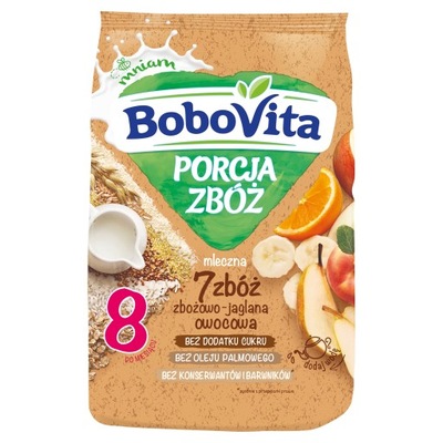 BOBOVITA Porcja zbóż Kaszka mleczna jaglano-owocowa 210 g