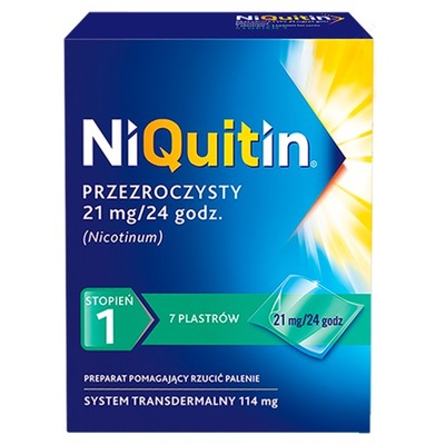 NiQuitin Przezroczysty system transdermalny (21 mg/24 h), 7 sztuk