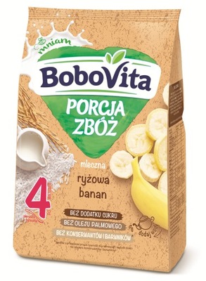 BOBOVITA Porcja Zbóż kaszka mleczno-ryżowa banan po 4 m-cu, 210 g