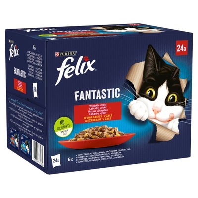 Felix Fantastic Karma dla kotów wiejskie smaki w galaretce 2,04 kg 24 x 85g