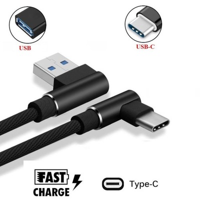 Kabel USB-C do USB Pleciony kątowy 2M