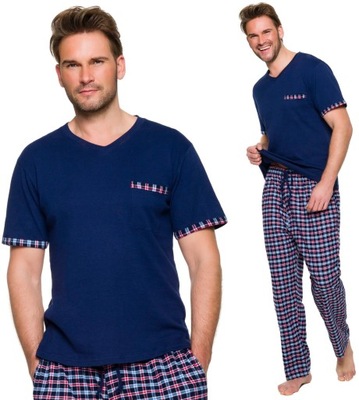 BAWEŁNIANA PIŻAMA MĘSKA FLANELOWE SPODNIE - XL