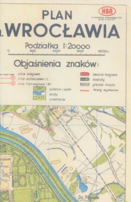 WROCŁAW PLAN 1948 TRAMWAJE AUTOBUSY HALA REPRINT