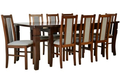 Stół 100x160/400 plus 8 krzeseł Z DREWNA orzech