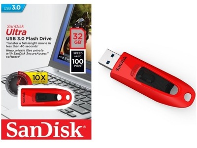 Pendrive SANDISK CRUZER ULTRA 32GB USB 3.0 czerwon