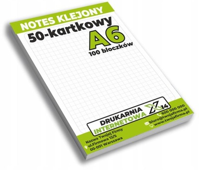 NOTES reklamowy A6 BLOCZKI 50-kartkowe - 100 sztuk