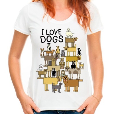 Koszulka kocham psy i love dogs z psem pies hq -XL