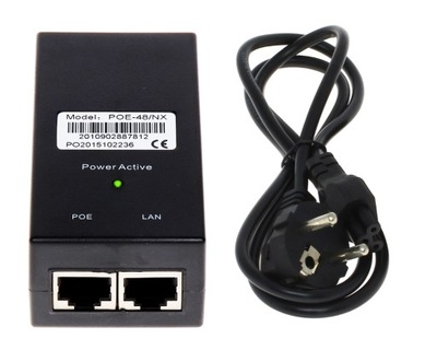 Zasilacz PoE 2x RJ45 48V DC IEEE 802.3at do kamer