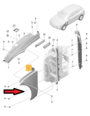 Крыло передний левый porsche macan часть нижняя оригинальный номер фото №1