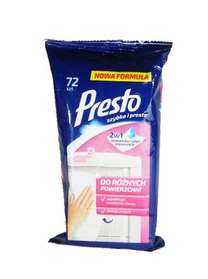 Presto Mokre ŚCIERKI ŚCIERECZKI Czyszczące 72 szt