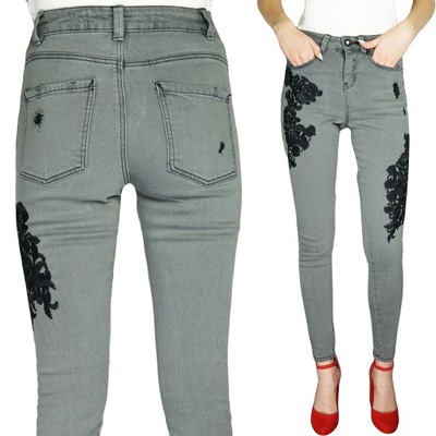 Primark Spodnie Jeansy Hafty Przetarcia Gr XXS 32