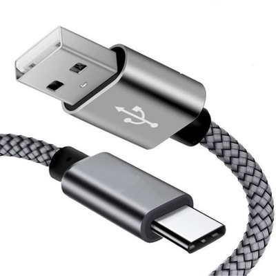 Kabel USB-C do USB Pleciony 2M srebrny