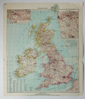 grafika mapa Britische Inseln Wyspy brytyjsk. 1943
