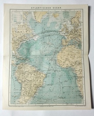 grafika mapa Atlantischer ocean Atlantyk 1886