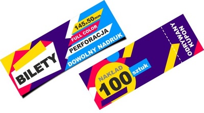 BILETY kupony IMPREZY Mecze KONCERTY 100 sztuk