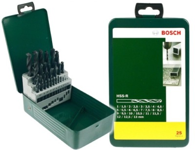 SADA 25 vrtáky HSS-R kovu BOSCH s tonerom