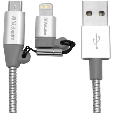 Kabel Verbatim USB-A, Micro USB + Lightning (2w1)