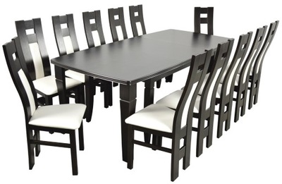 Duży stół rozkładany 100x160/400 cm + 12 Krzeseł