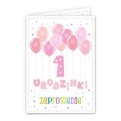 Zaproszenie na 1 Pierwsze Urodziny ROCZEK Różowe Baloniki Party