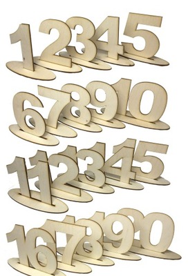 Numery na stół, cyferki drewniane ślub nr 1-20 w6