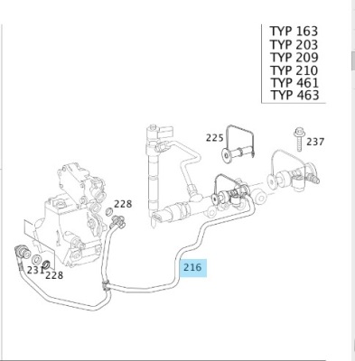 Тройник шланг топлива mercedes-benz om 612, 611 фото №1