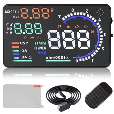 WYŚWIETLACZ PROJEKTOR LED LCD HUD OBD2 5.5 ZEGARY