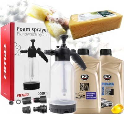 K2 AKTYWNA PIANA 1KG szampon EXPRESS PLUS PIANOWNICA 2L MYCIA wosk GĄBKA