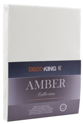 Prześcieradło AMBER kolor biały jersey 160-180x200 decoking - FITTED/AMBER/