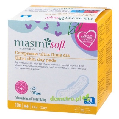 Podpaski Masmi Soft 10 szt. na dzień ze skrzydełkami ultra cienkie