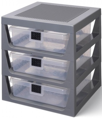 LEGO POJEMNIK REGAŁ Z SZUFLADAMI SZARY + PŁYTKA