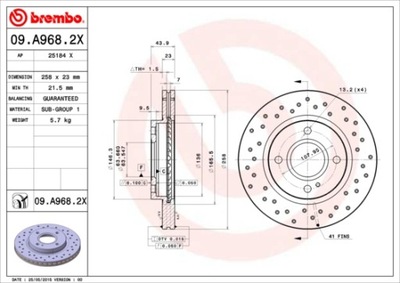 BREMBO 09.A968.2X DISKU STABDŽIŲ 