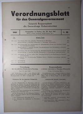 Rozporządzenie o dzielnicy żydowskiej 1941, JUDISCHEN WOHNBEZIRK, GETTO