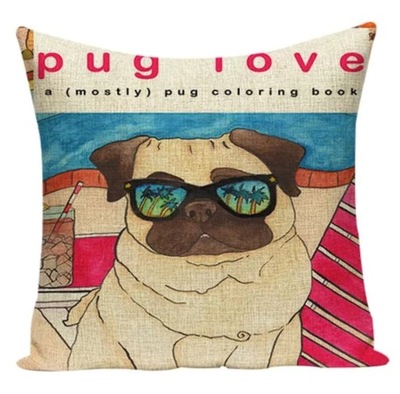 Poszewka na poduszkę Mops Pug LOVE