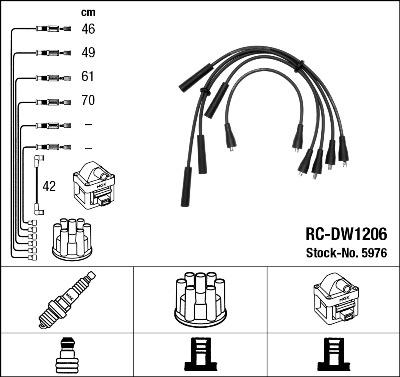 NGK 5976 RC-DW1206 КОМПЛЕКТ ТРУБОК ZAPŁONOWYCH