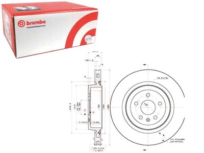 ДИСКИ ДИСКОВЫЕ ТОРМОЗНОЕ 2SZT. ЗАД TESLA МОДЕЛЬ S МОДЕЛЬ X 09.12- BREMBO фото