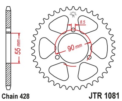 JT ENGRANAJE PARTE TRASERA 4612 46 RIEJU 125 RS2 NAKED/MATRIX/PRO '06-10'(461246JT)  