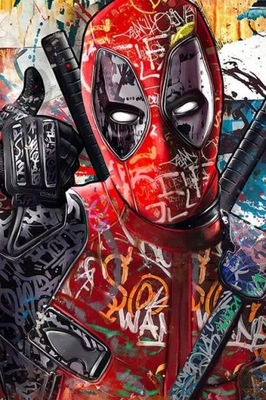 Obraz diamentowy Śmieszne Graffiti Deadpool malo