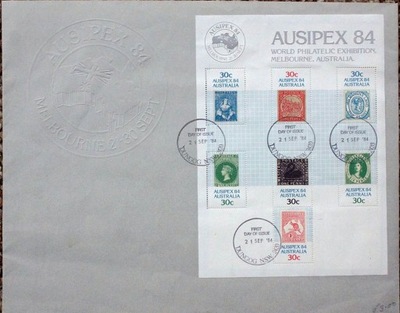 AUSTRALIA - 1984 - WYSTAWA AUSPIEX 84 - BLOK NA KOPERCIE FDC