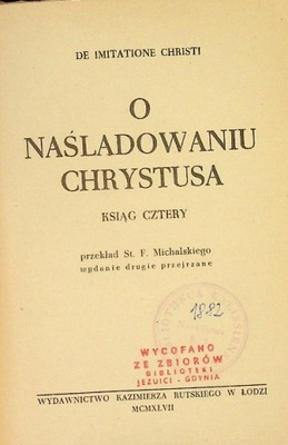 O naśladowaniu Chrystusa 1947 r.