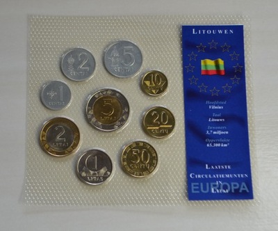 Litwa - zestaw nominałów - 9 monet - zestaw w blistrze