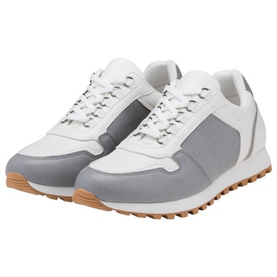 Patchworkowe buty męskie sneakersy biało-szare V3 OM-FOSL-0144 43