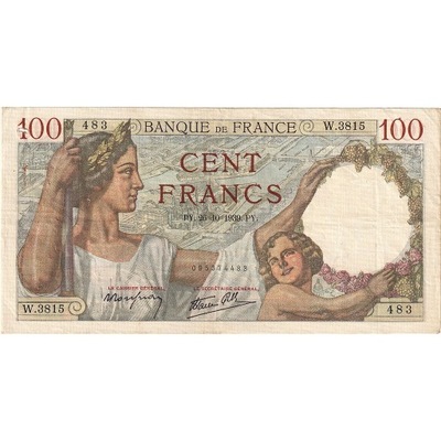 Francja, 100 Francs, Sully, 1939, W.3815, EF(40-45