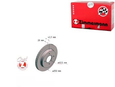 ZIMMERMANN ДИСКИ ТОРМОЗНЫЕ ТОРМОЗНЫЕ 2 ШТУКИ FORD COUGAR 2.5 V